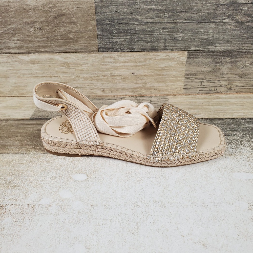 Vince Camuto Melenny Womens Sandals Sz 7 Silver Gold Metallic Wrap-Around Ankle